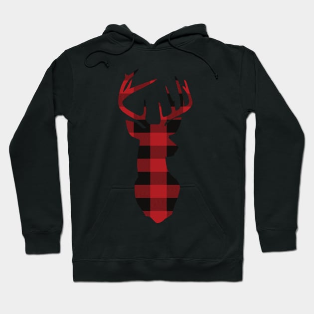 Red Plaid Christmas Deer Hoodie by HUNTINGisLIFE